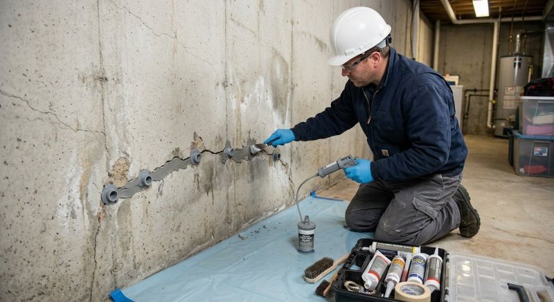 Basement Crack Repair in Glastonbury, CT