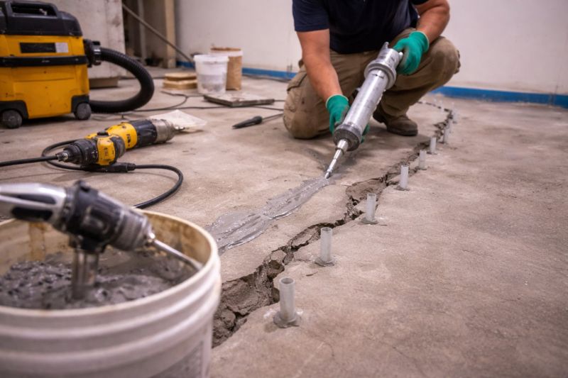 Cracked Basement Floor Repair in Glastonbury, CT