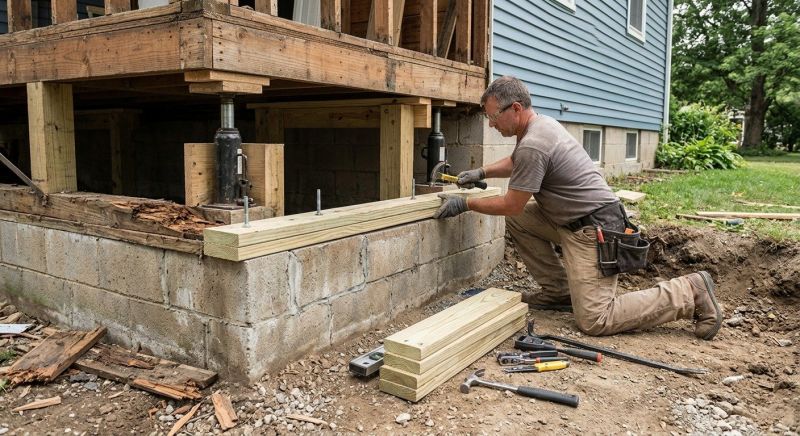 Sinking Foundation Repair in Hebron, CT